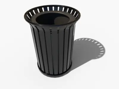 trash can Low-poly 3D model 9