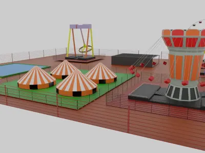 Amusement Park Low-poly 3D model