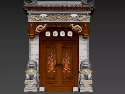 124- Chinese style scene - Classical architectural lintel 3D model