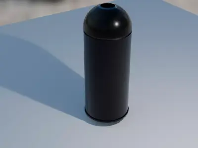 Dome Top Long Metalic Trash Can  Low-poly 3D model