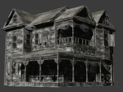 House Abandoned old - realistic low poly Low-poly 3D model