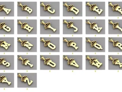 Collection Album Initial Light Gold Letter Alphabet Version 8 3D print model