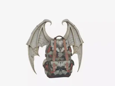 Realistic Stone Gargoyle Wing Backpack 3D Model 3D model