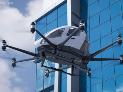  Self-Flying Passenger Drone Vehicle White Rigged for Maya 