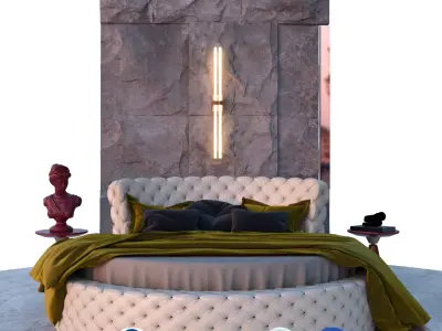 Round Bed Model 3ds max  SketchUp file 3D model