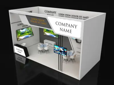 Booth Exhibition Stand Stall 4X8m Height 450 cm 1 Side Open 3D model