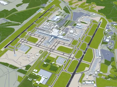 Oslo Gardermoen Airport 15km Low-poly 3D model