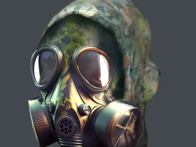 Gas mask helmet 3d model military combat  Low-poly 3D model