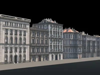 Buildings on street 3D model