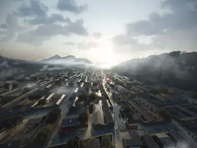 Historic Mountain Village Masterplan with Courtyard Alleys 3D model