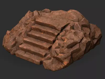 stairs stone 04 Low-poly 3D model
