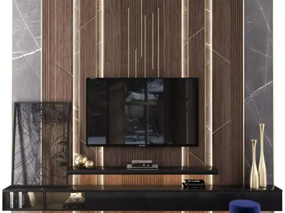 tv wall 01 3D model