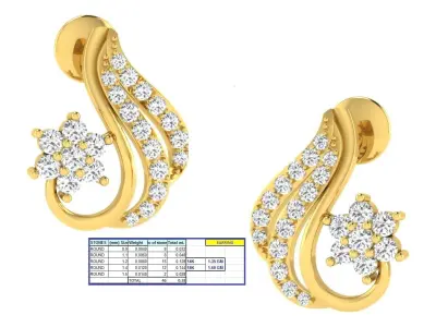 Earring Pendant Set 3dm STL OBJ FBX Render Details 3D print model buy