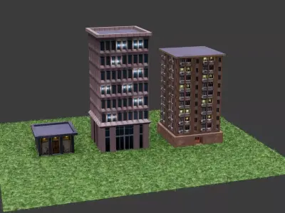 low poly 3 d model building ready for game  Low-poly 3D model