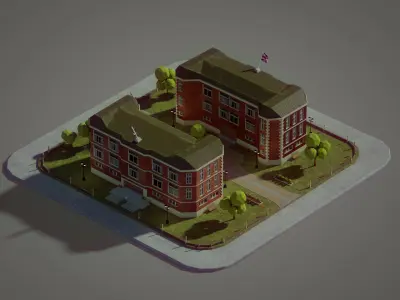 Lowpoly British School Low-poly 3D model
