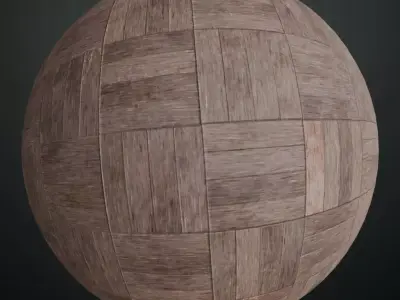 Vintage Basketweave Parquet Wood PBR Seamless Texture