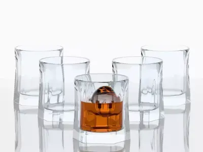 Whiskey glass with a five-pointed base Low-poly 3D model