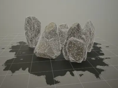 Gameready stones set of rocks Low-poly 3D model