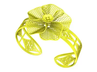 Elegant Mesh Flower Open Ring for Women 6421 3D print model