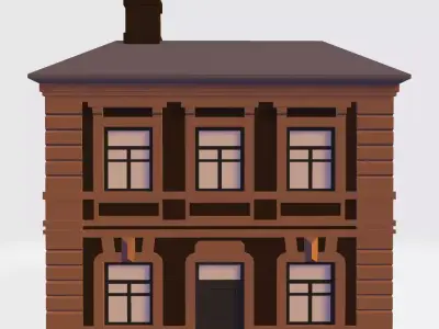 Cute Old House Facade Low-poly 3D model