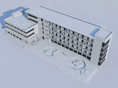 Multi Storey Residential Apartment Building Low-poly 3D model