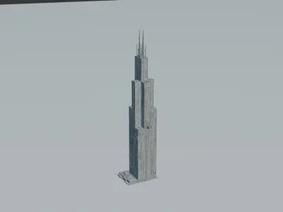 Willis Tower Chicago  Low-poly 3D model