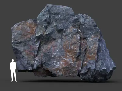 Low poly Ultra HD Sharp Cliff Modular Rock 220405 Low-poly 3D model