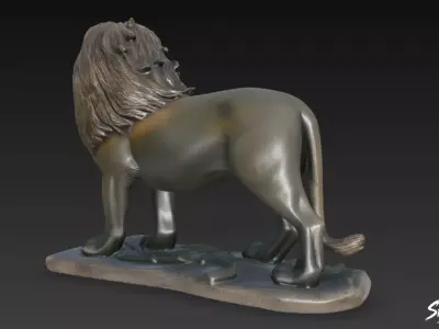 Lion Statue V43 Low-poly 3D model