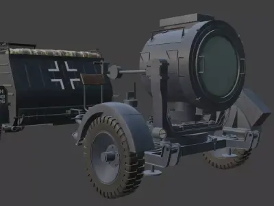 Flak Sw 36  Flakscheinwerfer with Kubelwagen 3D model