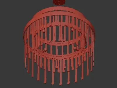Babel modern chandelier in brass and glass 3D model