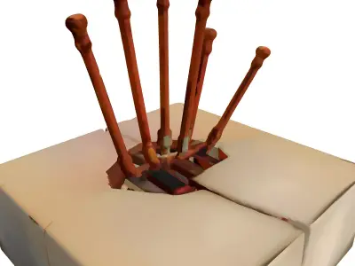 Industrial Concrete Base with Rebar Low-poly 3D model