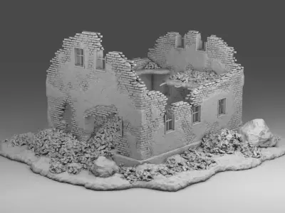 Destroyed residential building 3D print model