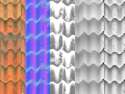 Roof Tiles PBR Seamless Material Texture