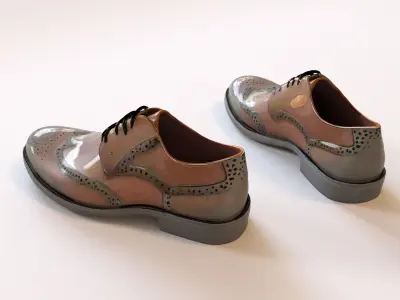 Iridescent Wingtip Oxford Shoes  Low-poly 3D model