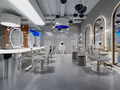 Space-themed Barbershop - Hair Salon Low-poly 3D model