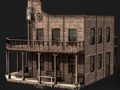 WESTERN BUILDING 001 Low-poly 3D model