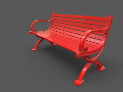 Street Bench Low-poly 3D model