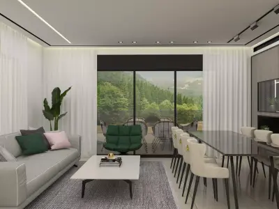 Living room and kitchen 3D model