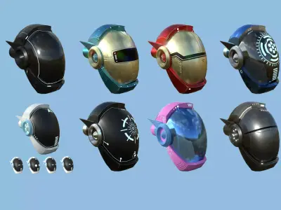08 SciFi Helmet Collection A - Character Design Fashion 3D Model Pack