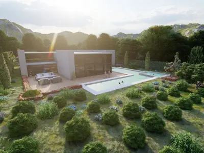 Casa Scene-villa-modern house 3D model 28
