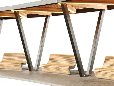 Pergola with swings benches  3D model