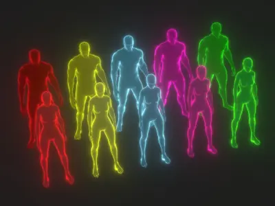 Animated Human Hologram Male and Female 3D Model 28 Animations Low-poly 3D model