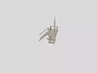 Fantasy Wooden Watchtower Ladder Platform for 3D print Low-poly 3D model