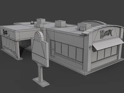 Wendys Restaurant Low-poly 3D model