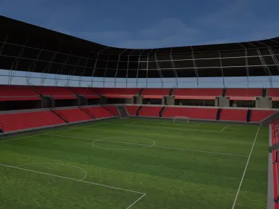 Football Stadium and Interiors Low-poly 3D model