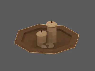 Low Poly Pixelated Plate and Candles 32x32 Free low-poly 3D model