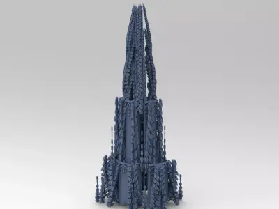 Grand Sci-Fi Gothic Ruined Tower 1 3D model