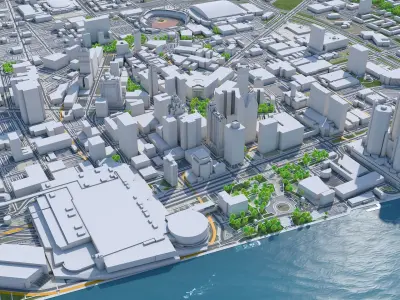 Detroit Downtown Michigan USA Low-poly 3D model