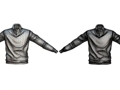 Cartoon High Poly Subdivision Sweater Orange 3D Model Low-poly 3D model