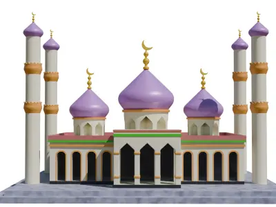 3D Mosque Model Realistic Islamic Architecture Free low-poly 3D model